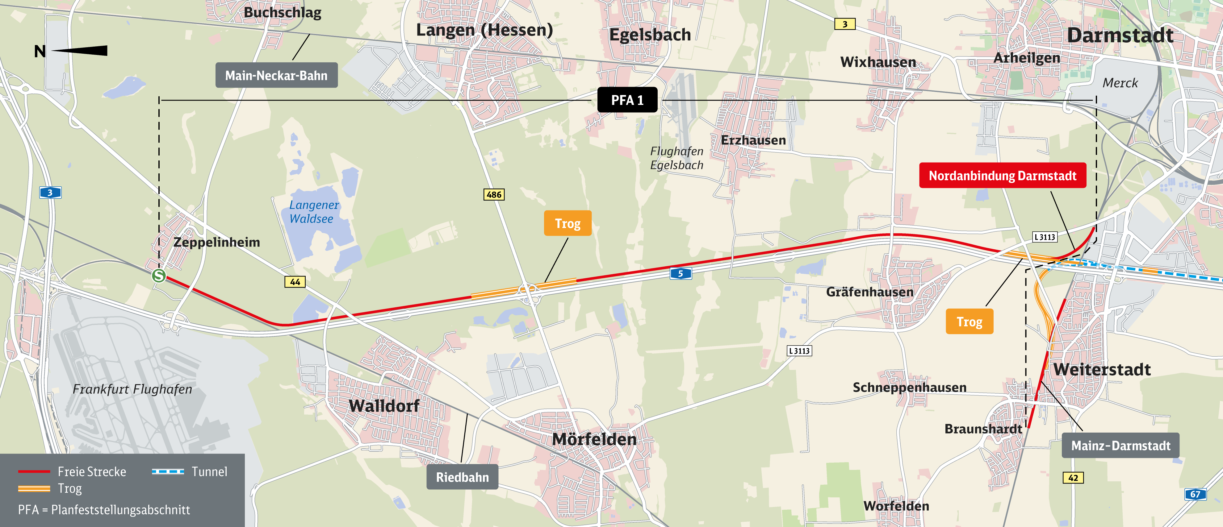 Karte PFA 1 Zeppelinheim–Nordanbindung Darmstadt