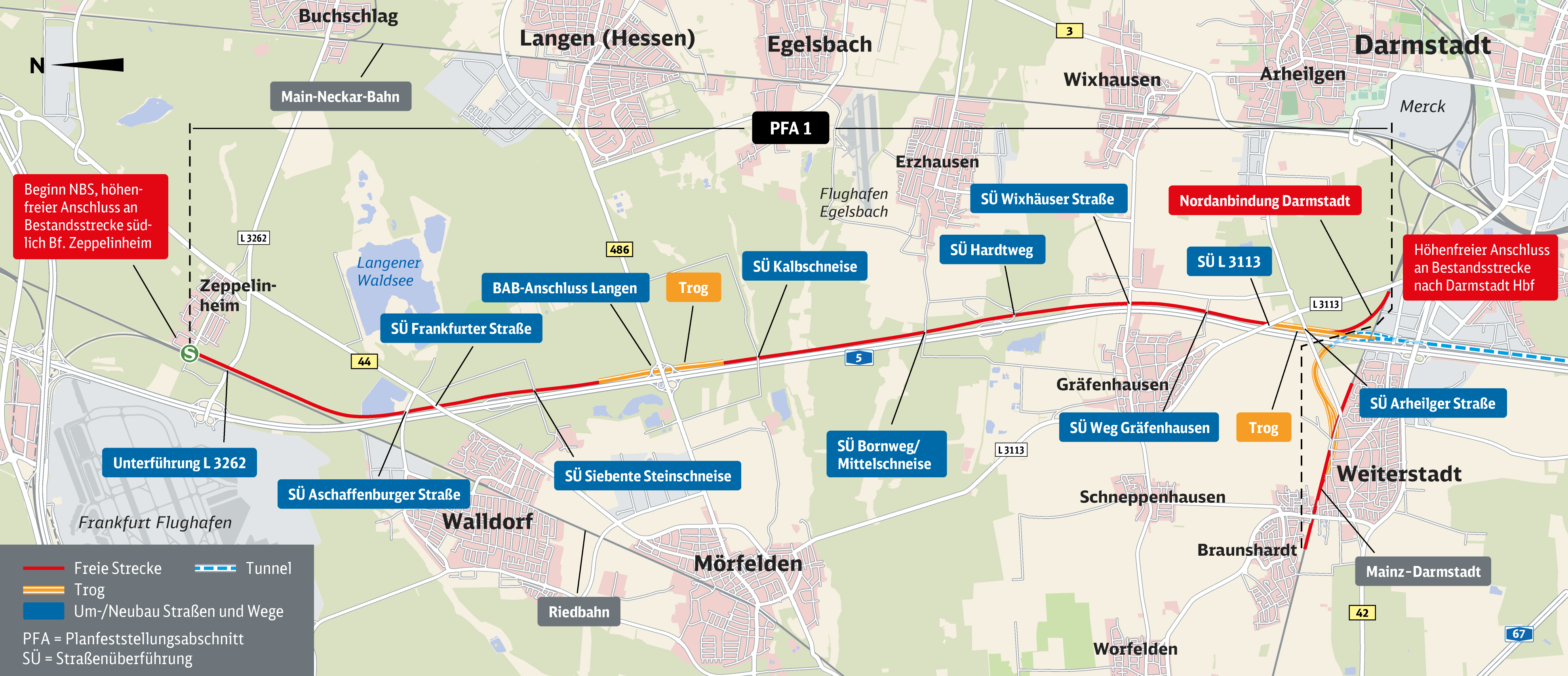 Karte PFA 1 Zeppelinheim–Nordanbindung Darmstadt