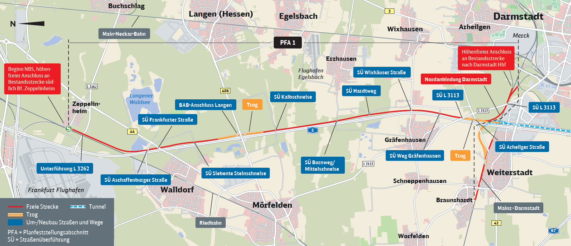 Karte PFA 1 Zeppelinheim–Nordanbindung Darmstadt