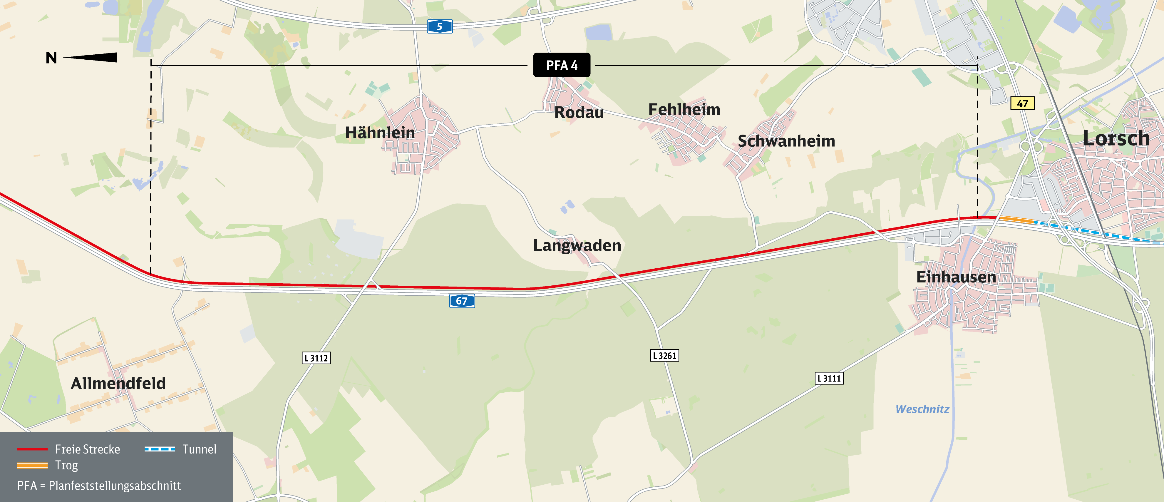 Karte PFA 4 Gernsheim–Einhausen